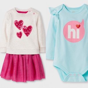 2 pcs sweater skirt set w/free light blue onesie